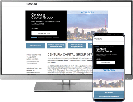 Centuria website screenshot